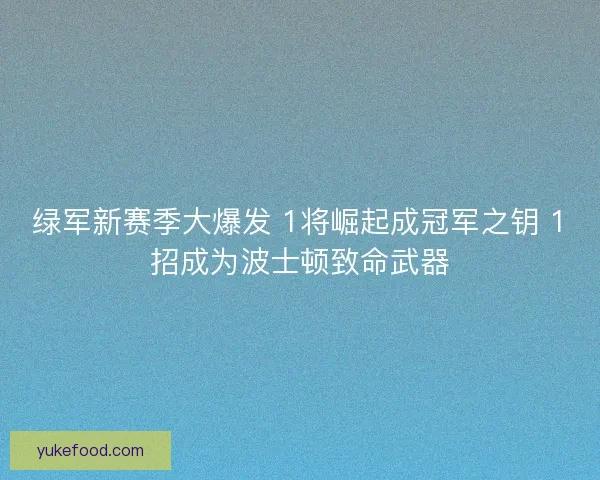 绿军新赛季大爆发 1将崛起成冠军之钥 1招成为波士顿致命武器
