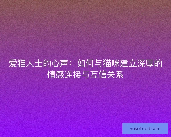爱猫人士的心声:如何与猫咪建立深厚的情感连接与互信关系 爱猫人士的心声:如何与猫咪建立深厚的情感连接与互信关系